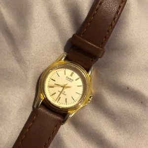 Casio Quartz watch with brown leather band